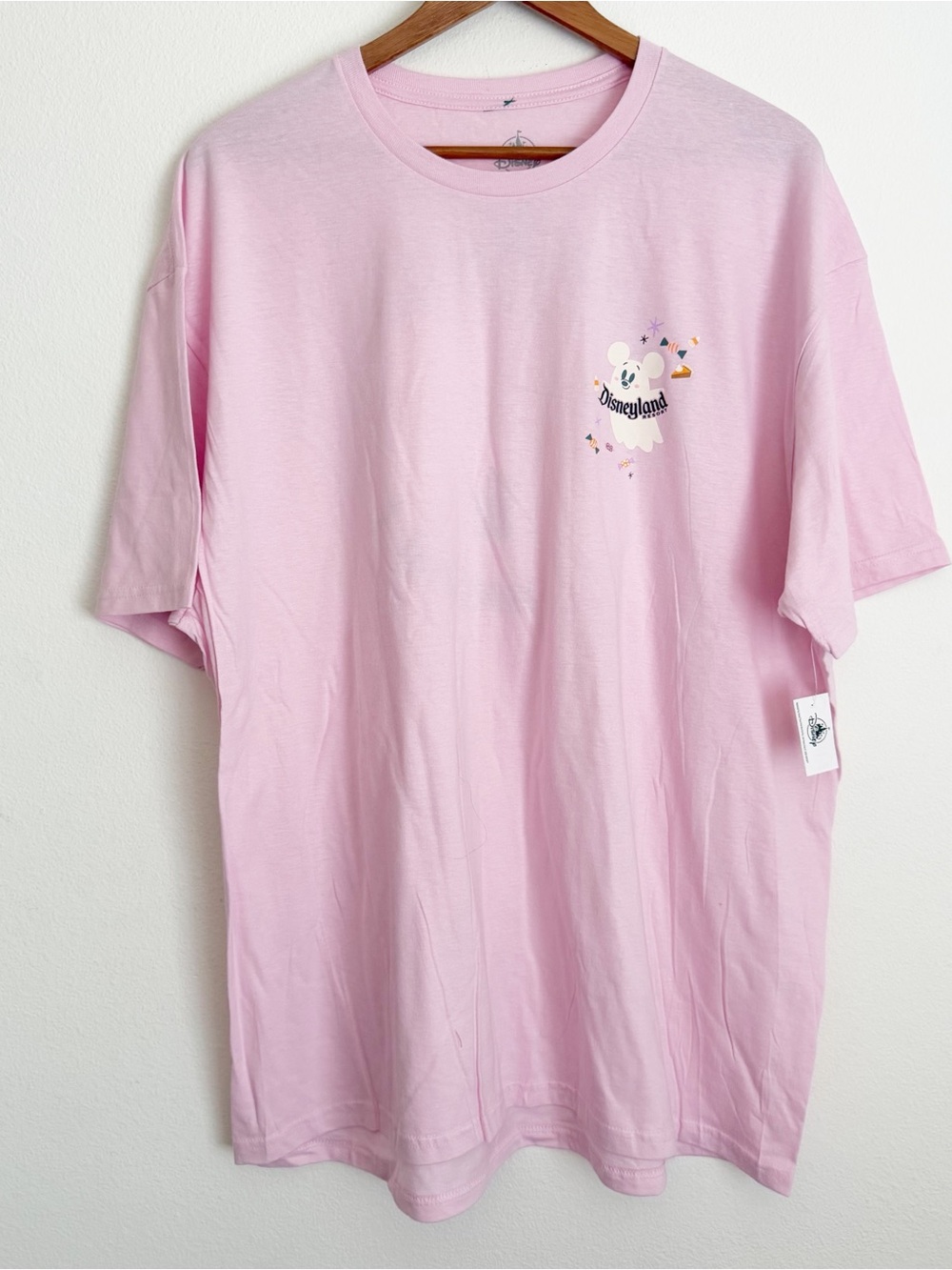 NWT Disneyland Disney Mickey Mouse Cute Ghost Pink Cat Halloween T Shirt Top XL